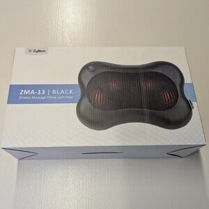 NIB Zyllion ZMA-13 Black Shiatsu Massage Pillow With Heat And Wired Connection